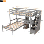 Twin Size Loft Bed with a Stand-alone Bed, Storage Staircase, Desk, Shelves and Drawers