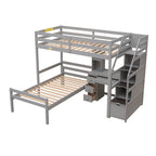 Twin Size Loft Bed with a Stand-alone Bed, Storage Staircase, Desk, Shelves and Drawers