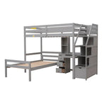 Twin Size Loft Bed with a Stand-alone Bed, Storage Staircase, Desk, Shelves and Drawers