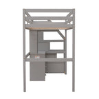Twin Size Loft Bed with a Stand-alone Bed, Storage Staircase, Desk, Shelves and Drawers