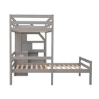 Twin Size Loft Bed with a Stand-alone Bed, Storage Staircase, Desk, Shelves and Drawers