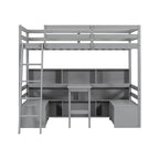 Twin Loft Bed With Storage Shelves, Drawers, Seat And Desk