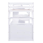 Twin Size Loft Bed w/Desk,Shelves,Built-in Drawers,Storage Staircase