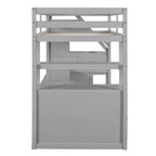Twin Size Loft Bed w/Desk,Shelves,Built-in Drawers,Storage Staircase