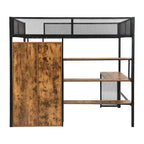 Full Metal Loft Bed with Workstation & Wardrobe