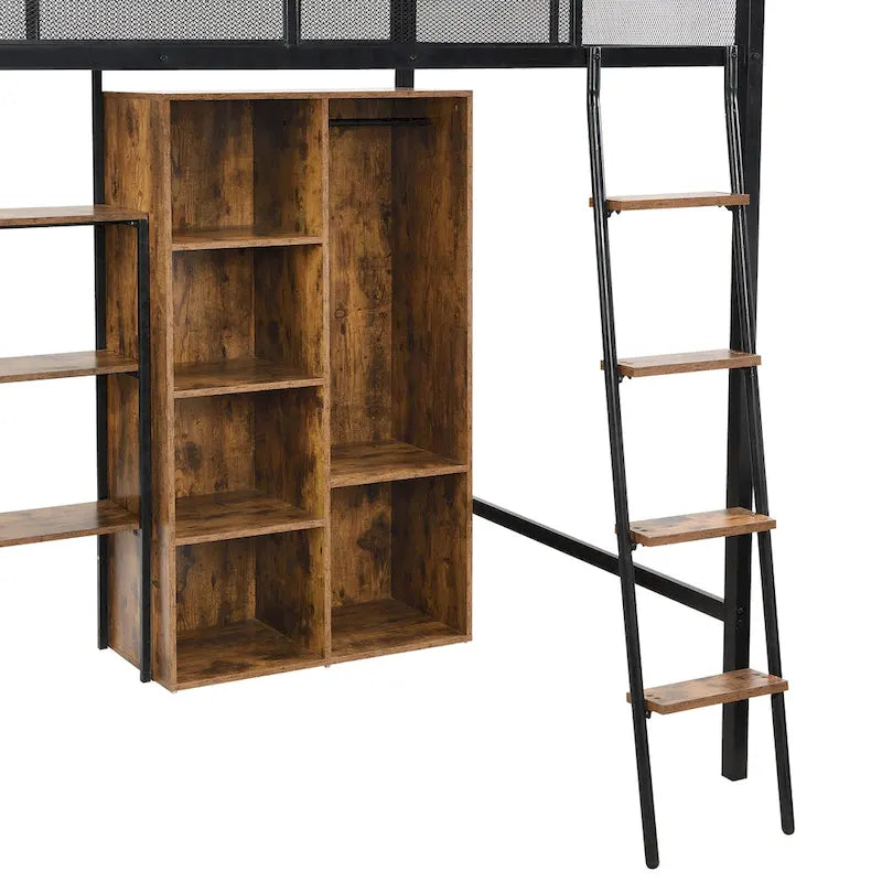 Full Metal Loft Bed with Workstation & Wardrobe
