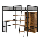 Full Metal Loft Bed with Workstation & Wardrobe