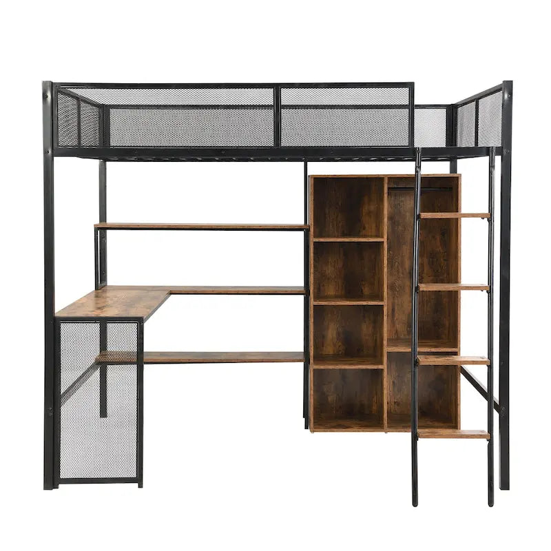 Full Metal Loft Bed with Workstation & Wardrobe