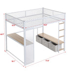 Full Metal Gaming Loft Bed with LED, Desk & Drawers