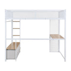 Full Metal Gaming Loft Bed with LED, Desk & Drawers