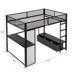 Full Metal Gaming Loft Bed with LED, Desk & Drawers