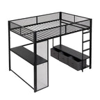 Full Metal Gaming Loft Bed with LED, Desk & Drawers