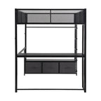 Full Metal Gaming Loft Bed with LED, Desk & Drawers