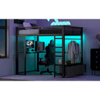 Full Metal Gaming Loft Bed with LED, Desk & Drawers