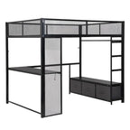 Full Metal Gaming Loft Bed with LED, Desk & Drawers