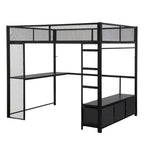 Full Metal Gaming Loft Bed with LED, Desk & Drawers