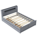 Queen Size Wood Storage Platform Bed with LED