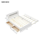 Queen Size Wood Storage Platform Bed with LED