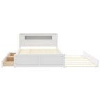 Queen Size Wood Storage Platform Bed with LED