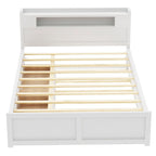 Queen Size Wood Storage Platform Bed with LED