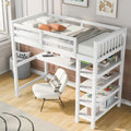 Twin Size Loft Bed with Storage Shelves and Under-Bed Desk