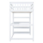 Twin Size Loft Bed with Storage Shelves and Under-Bed Desk