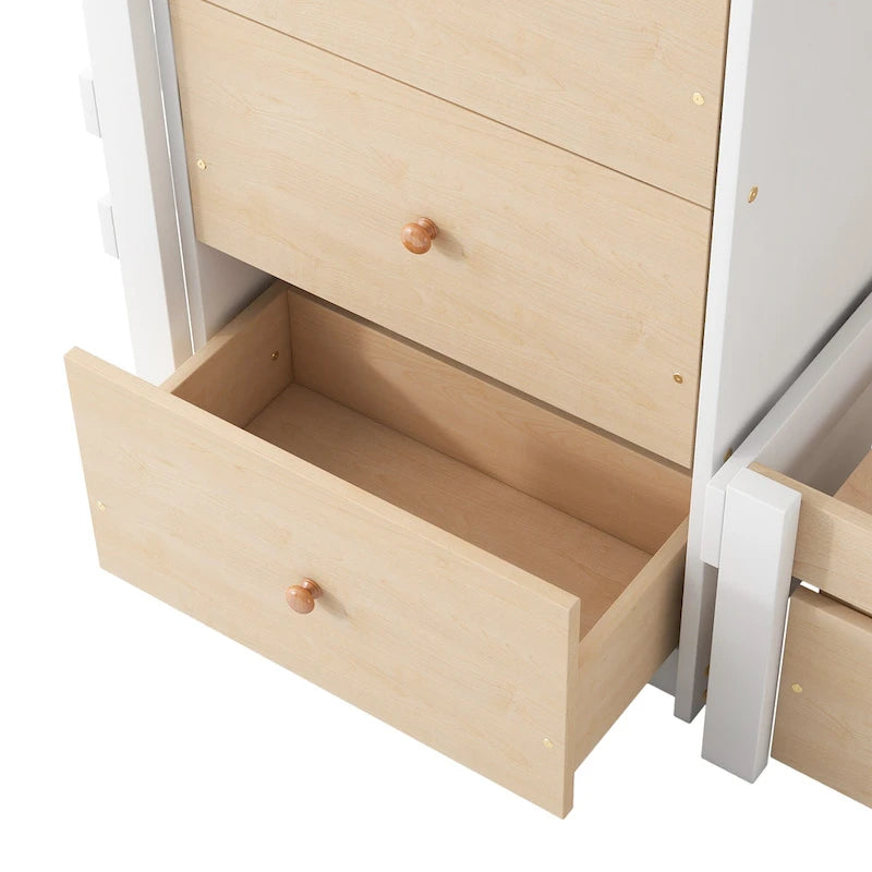Twin Over Twin Loft Bunk Bed with Drawers and Ladder, Easy Assembly