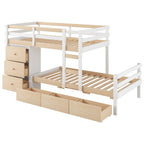 Twin Over Twin Loft Bunk Bed with Drawers and Ladder, Easy Assembly