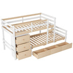 Twin Over Twin Loft Bunk Bed with Drawers and Ladder, Easy Assembly