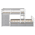 Twin Over Twin Loft Bunk Bed with Drawers and Ladder, Easy Assembly