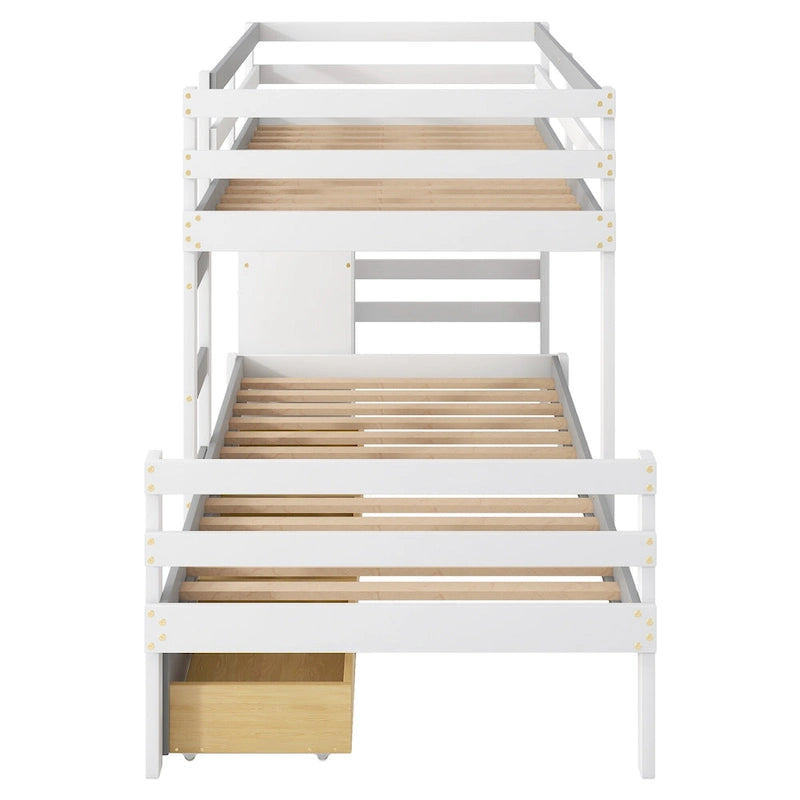 Twin Over Twin Loft Bunk Bed with Drawers and Ladder, Easy Assembly