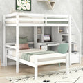 Twin Size Loft Bed with a Stand-alone Bed, Storage Staircase, Desk, Shelves and Drawers, Gray