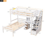 Twin Size Loft Bed with a Stand-alone Bed, Storage Staircase, Desk, Shelves and Drawers, Gray