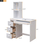 Twin Size Loft Bed with a Stand-alone Bed, Storage Staircase, Desk, Shelves and Drawers, Gray