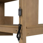 Twin Size Loft Bed with Bulit-in Desk, LED Light and Storage Staircase, Wooden Loft Bedframe with Storage Shelves and Cabinets