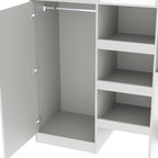 Full Size Wood Loft Bed with Built-in Wardrobe, Desk, Storage Shelves and Drawers, Beige