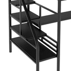 Twin Size Metal Kids Loft Bed with Desk & Guardrail and Ladder, Metal Slats Support No Box Spring Needed for Kids