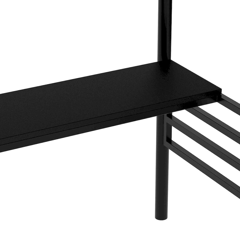 Twin Size Metal Kids Loft Bed with Desk & Guardrail and Ladder, Metal Slats Support No Box Spring Needed for Kids