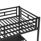 Twin Size Metal Kids Loft Bed with Desk & Guardrail and Ladder, Metal Slats Support No Box Spring Needed for Kids