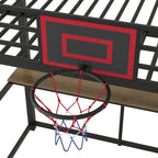 Black Heavy Duty Loft Bed with Desk and Basketball Hoop, Metal Loft Bed Frame with Storage Shelves for Kids, Teens -Twin Size