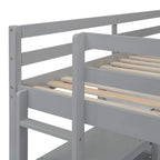 Full Size Loft Bed with Desk, 3-Tier Shelves and Writable Board, Wooden Storage Bed with Ladder and Guardrails for Safety