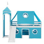 Cute Solid Wood House Loft Bed with Slide, Tent, and Tower for Bedroom