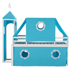 Cute Solid Wood House Loft Bed with Slide, Tent, and Tower for Bedroom