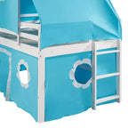 Cute Solid Wood House Loft Bed with Slide, Tent, and Tower for Bedroom