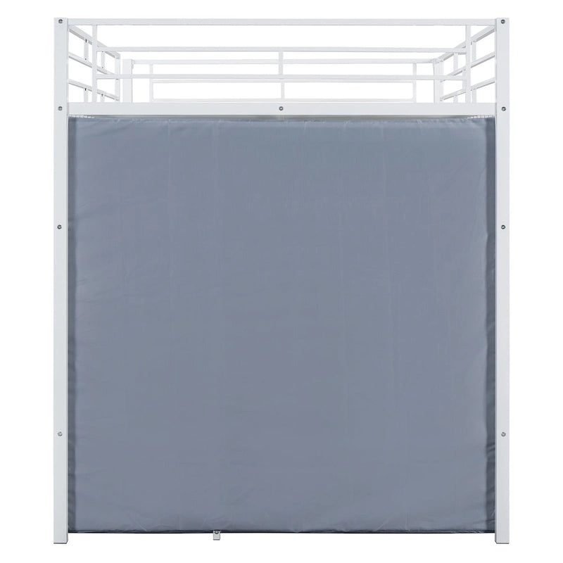 Full Size Metal Loft Bed with Built-in Desk, Wardrobe & Power Outlet - 350LB Capacity