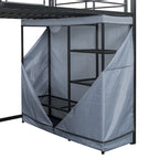 Full Size Metal Loft Bed with Built-in Desk, Wardrobe & Power Outlet - 350LB Capacity