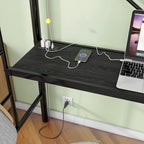 Twin Size Metal Loft Bed with Desk and LED
