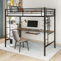 Twin Size Metal Loft Bed with Desk and Shelf , Space Saving Design for Kids, Bedroom