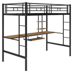 Twin Size Metal Loft Bed with Desk and Shelf , Space Saving Design for Kids, Bedroom