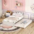 White Walnut Rubberwood Twin Bed with Trundle